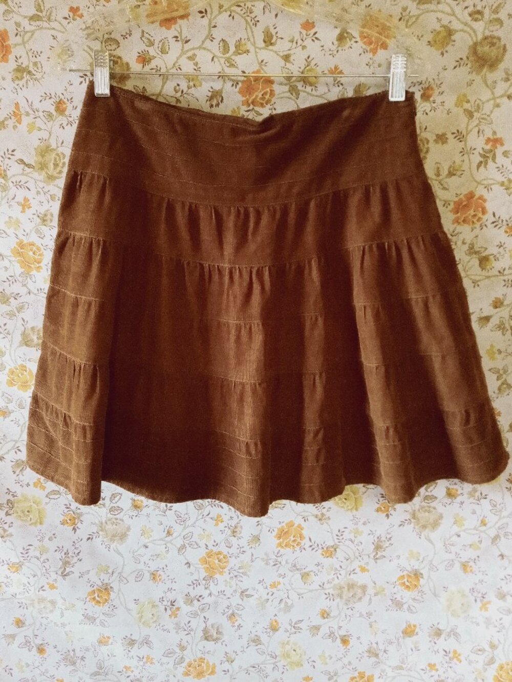 Y2K Brown Corduroy Midi Skirt